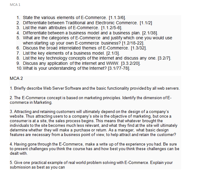 MCA 1 1. State the various elements of