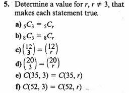 5. Determine a value for r,r=3, that makes each