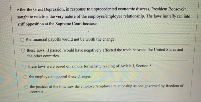 After the Great Depression, in response to