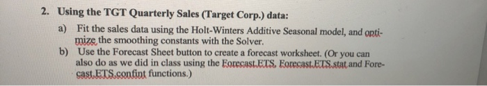 2. Using the TGT Quarterly Sales (Target Corp.)