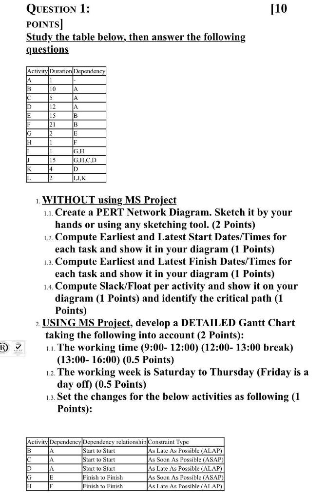pleas write a note [10 QUESTION 1: POINTS) Study