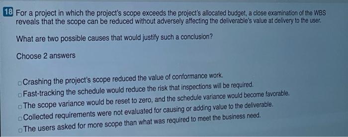 18 For a project in which the project's scope