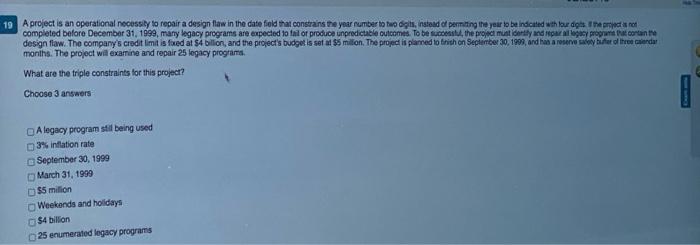 18 For a project in which the project's scope