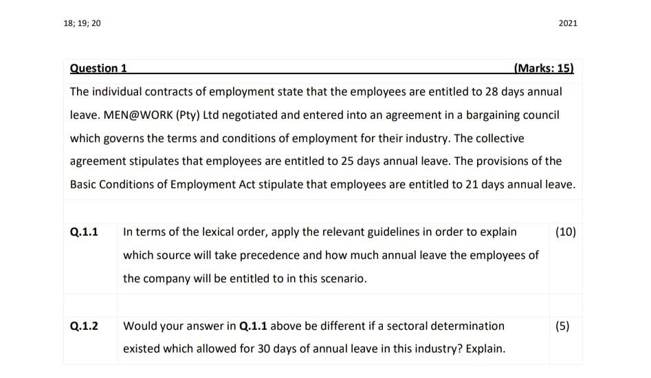 Labour Law Assignment Question Question 1 (Marks: