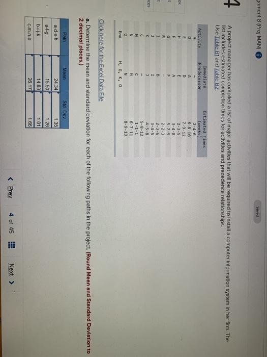 gnment 8 (Proj MAN) Soved 4 A project manager has