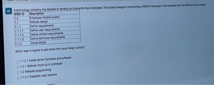 41 A technology company has decided to develop an