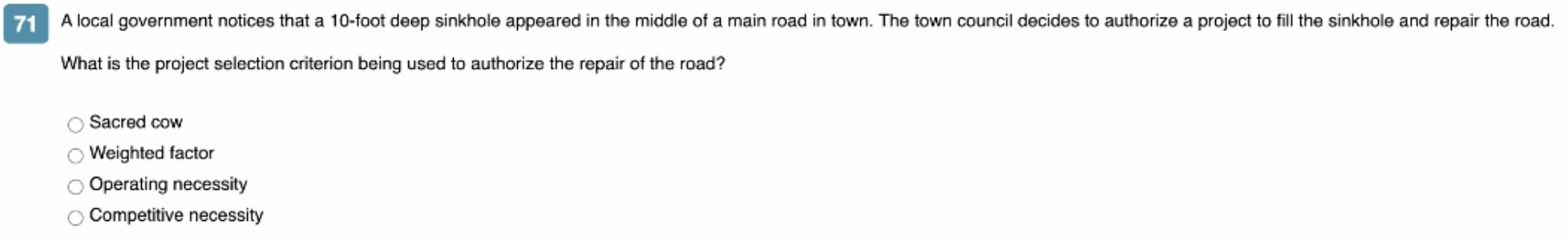 70 A project is nearing completion, and the