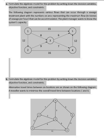 A Formulate the algebraic model for this problem