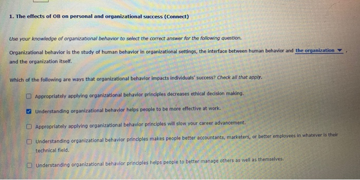 1. The effects of OB on personal and
