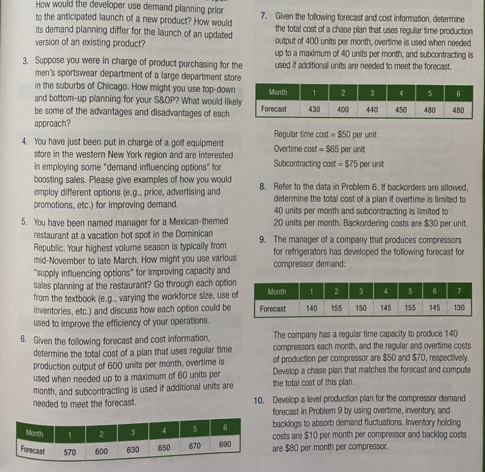 Please answer #6 and #7 in excel format with the