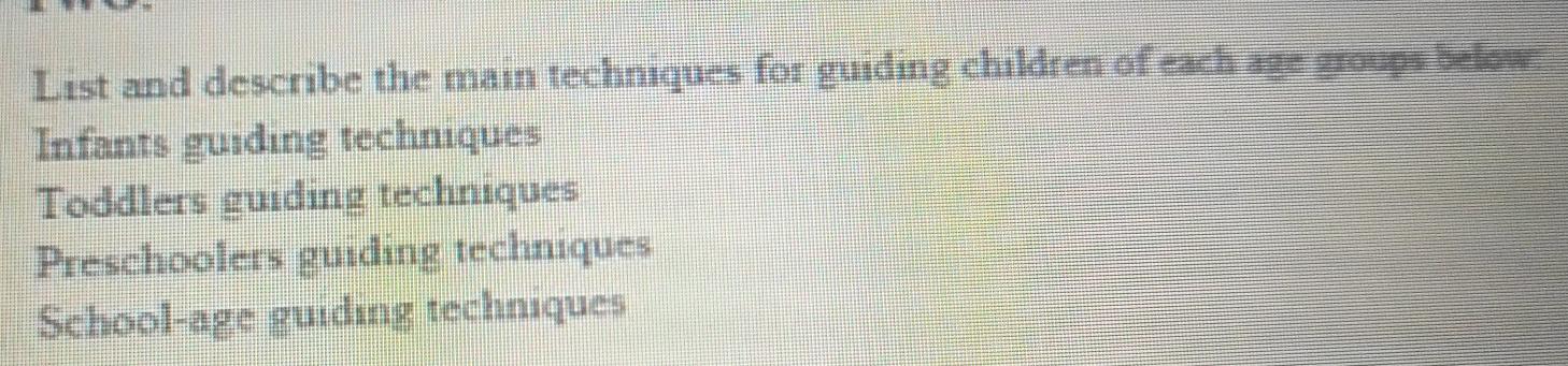 List and describe the main techniques for guiding