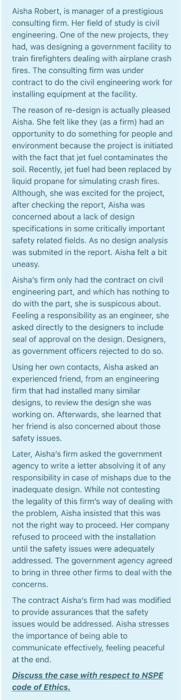 i need the answer to this question Aisha Robert,