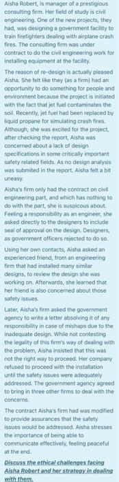 i need the answer to this question Aisha Robert,