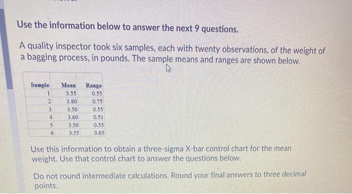 Use the information below to answer the next 9