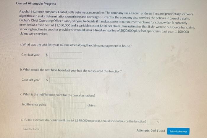 Current Attempt in Progress A global insurance