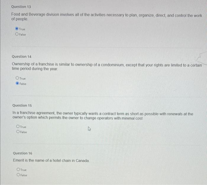 Food and Beverage division involves all of the