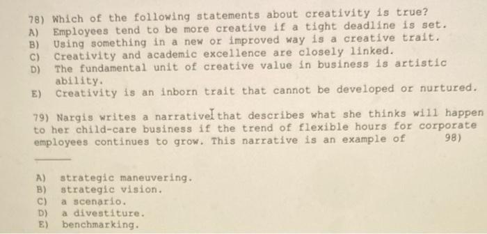 78) Which of the following statements about