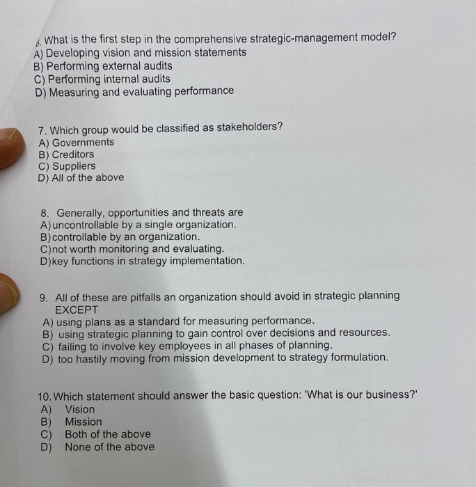 Identify and write down the correct option for