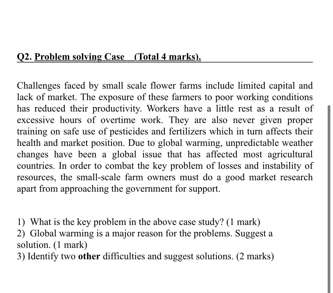 Q2. Problem solving Case_(Total 4 marks).