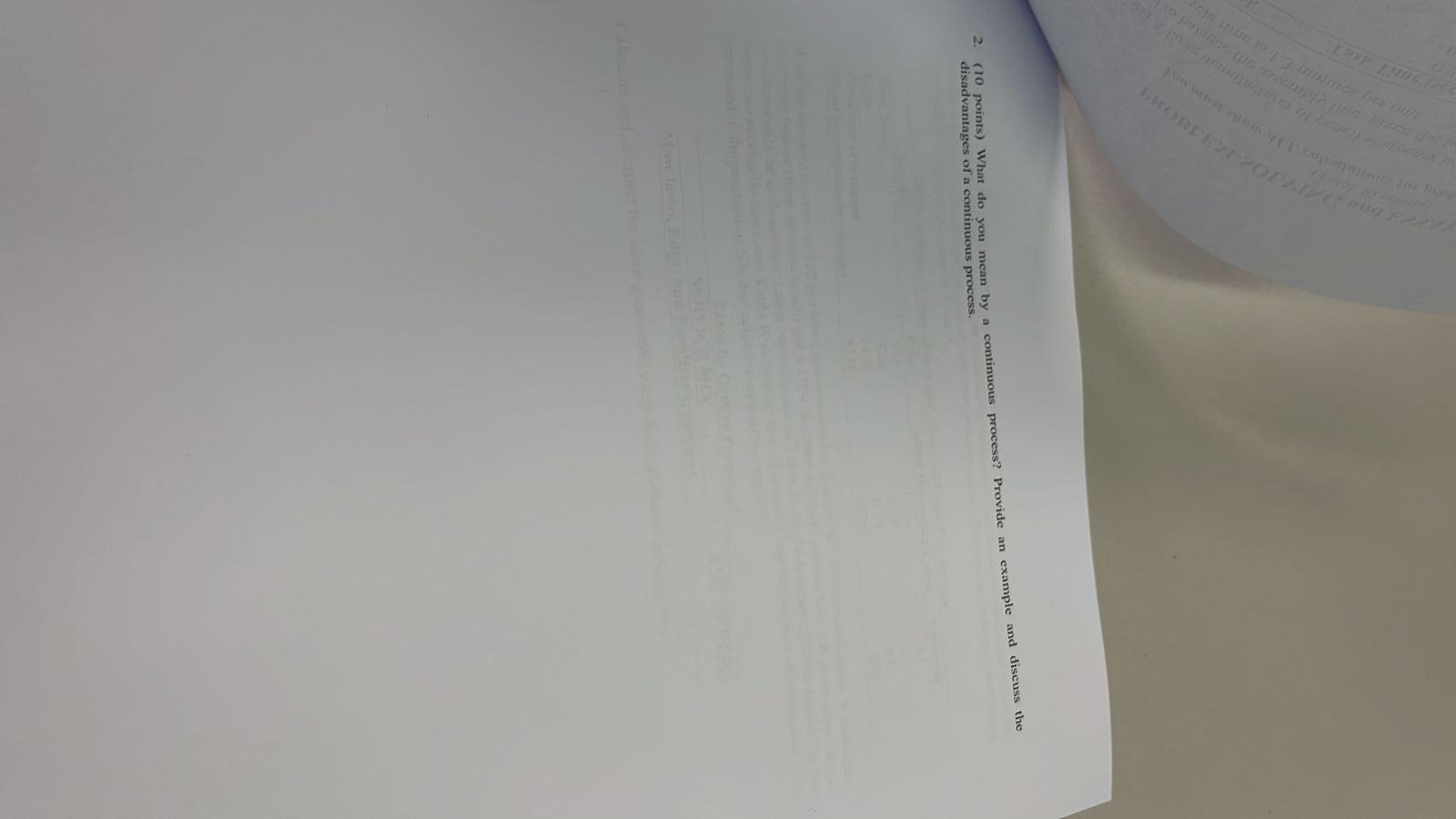 2. (10 points) What do you mean by a continuous