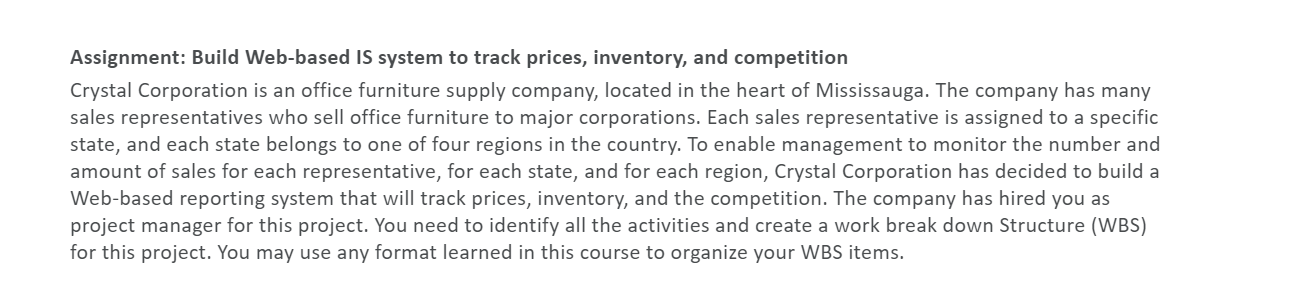 Assignment: Build Web-based IS system to track