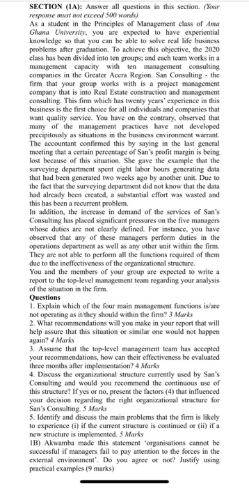 SECTION (1A): Answer all questions in this