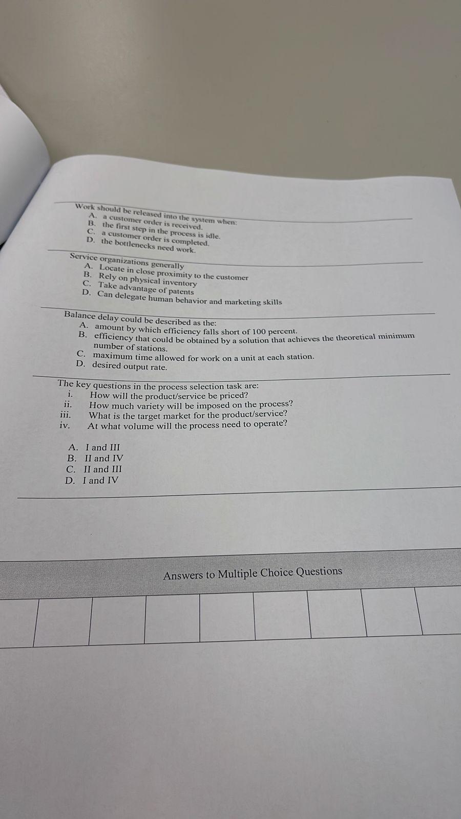 Work should be released into the system when: A.