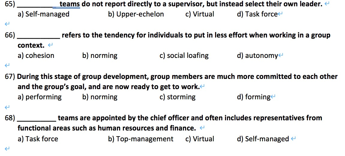65) teams do not report directly to a supervisor,