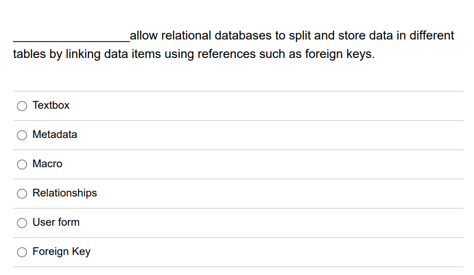 allow relational databases to split and store
