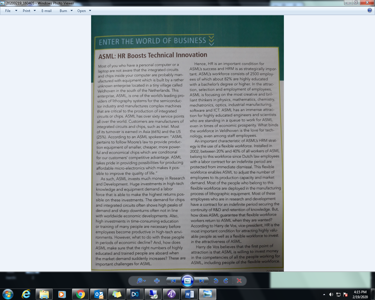 Read the introductory case ASML: HR Boosts