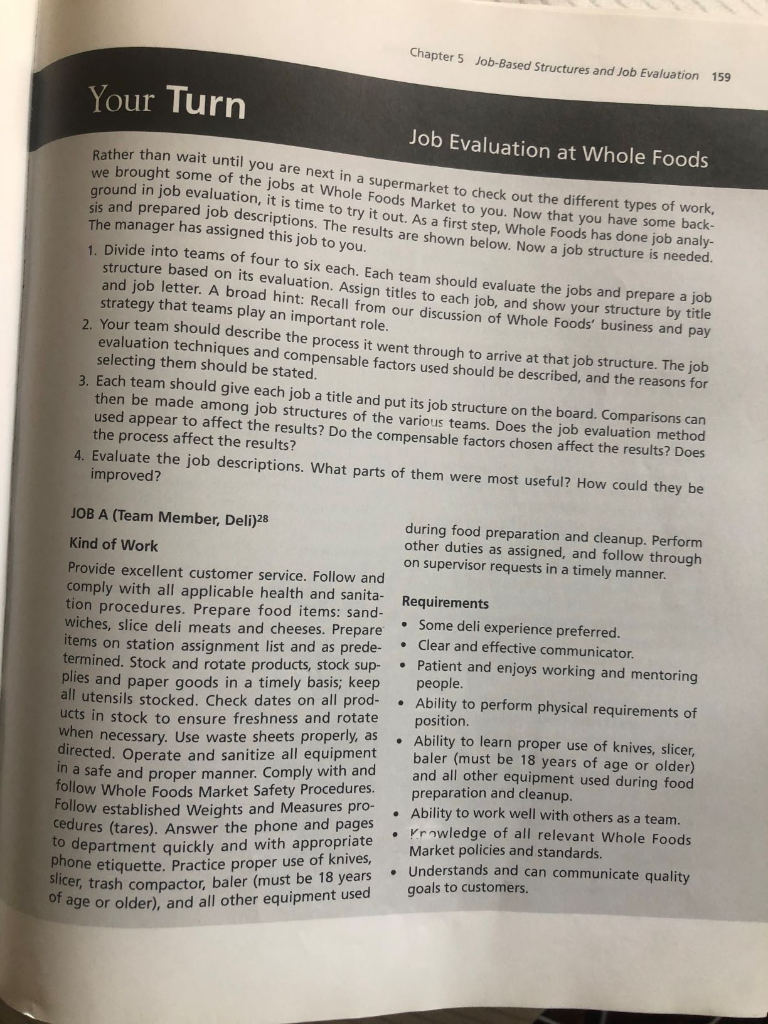 Analyze Case study question # 4 on page 159 "Job