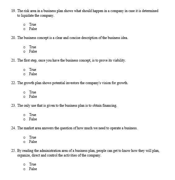 Can you help me with this true or false