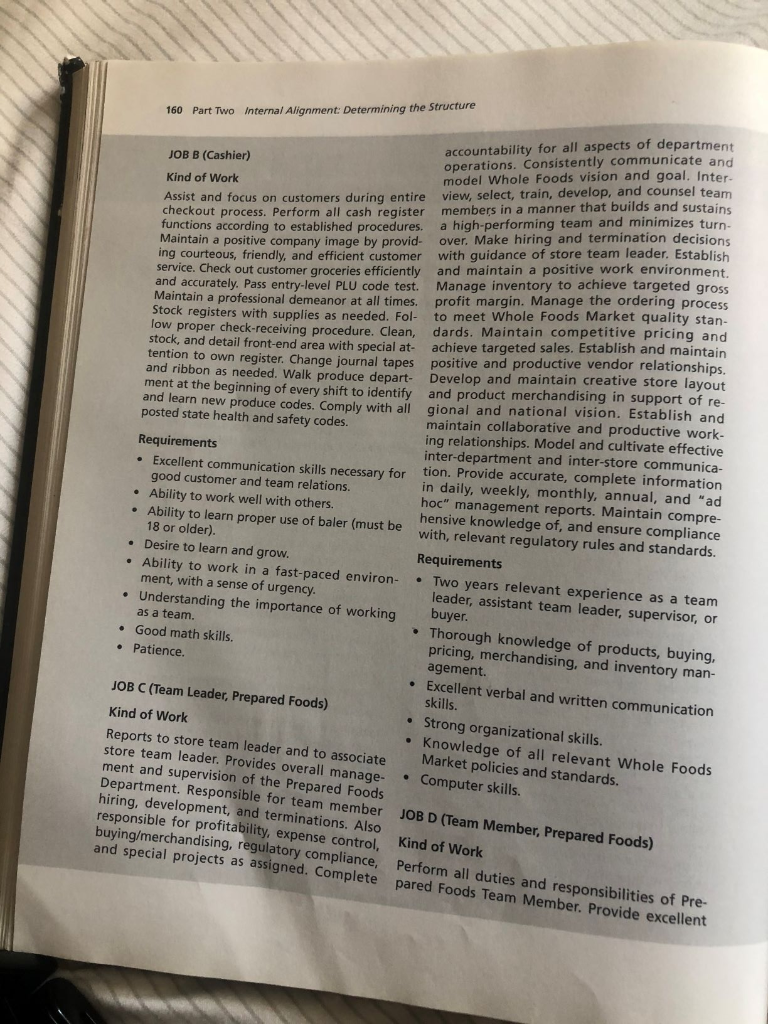 Analyze Case study question # 4 on page 159 "Job