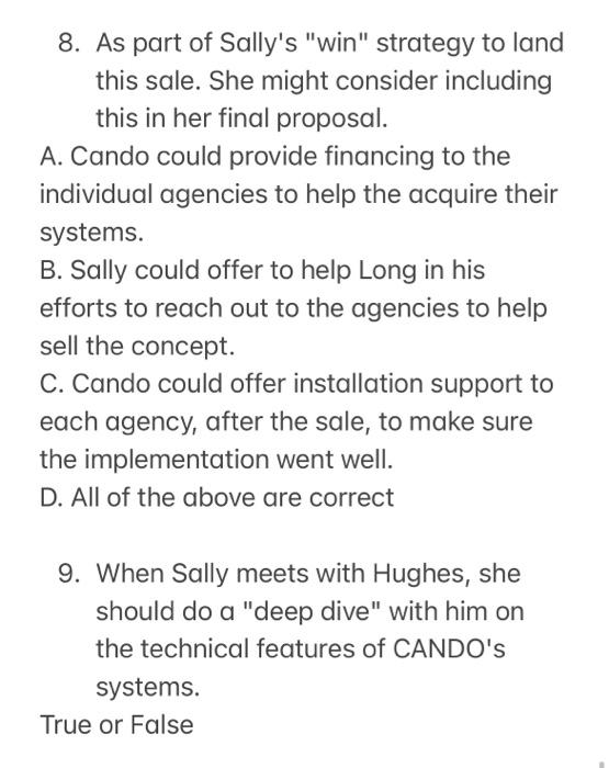 Scenario: Sally Smith, Salesperson for CANDOO