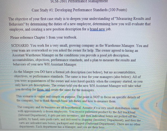 CM-2001 Performance Managemen Case Study #1: