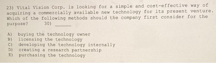 23) Vital Vision Corp. is looking for a simple