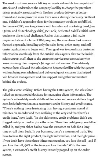 Question As you read in the Article 4 CRM done