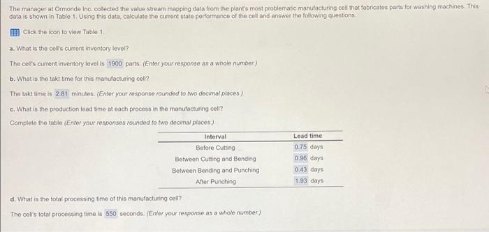 I just need the answer to part e. Overall Process