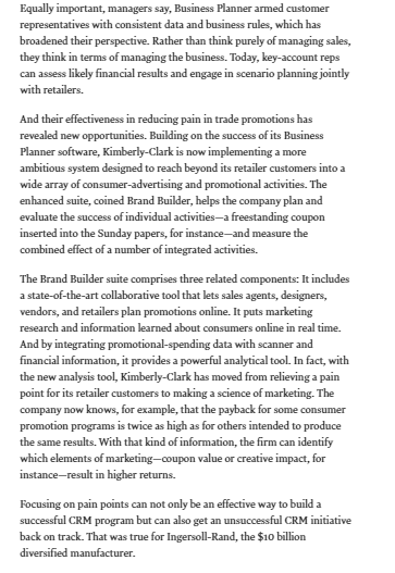 Question As you read in the Article 4 CRM done