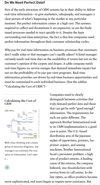 Question As you read in the Article 4 CRM done