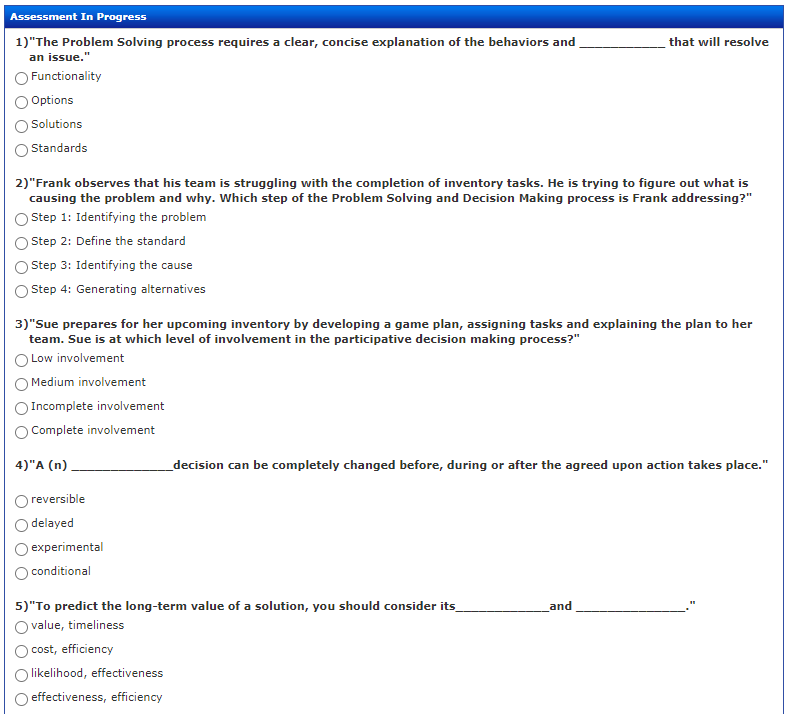 that will resolve Assessment In Progress 1)"The