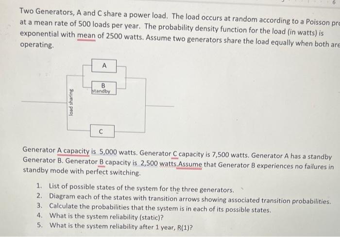 Two Generators, A and C share a power load. The