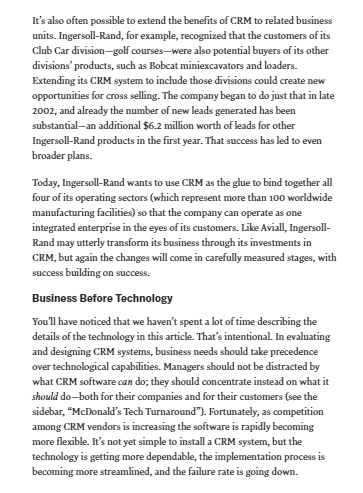 Question As you read in the Article 4 CRM done