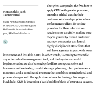 Question As you read in the Article 4 CRM done
