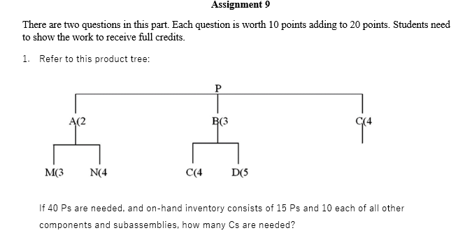 Assignment 9 There are two questions in this
