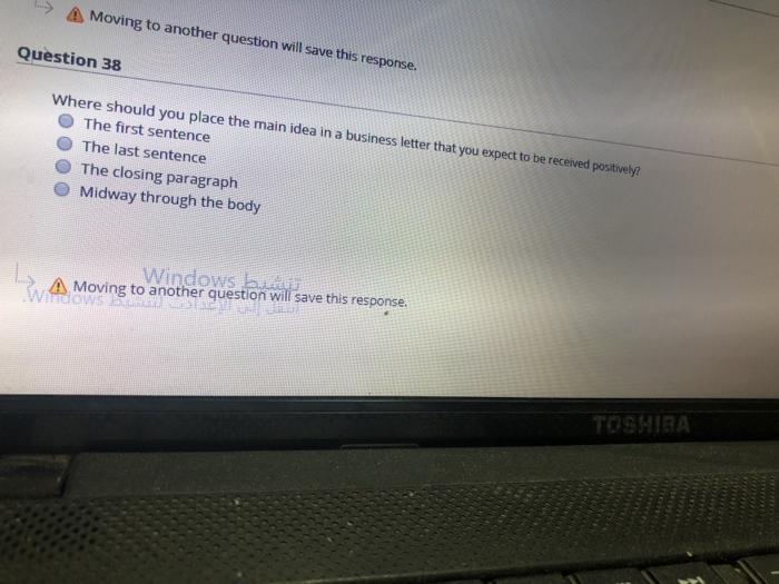 Moving to another question will save this