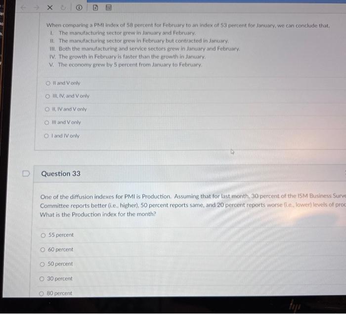 n Tet D XO When comparing a PMI index of 58