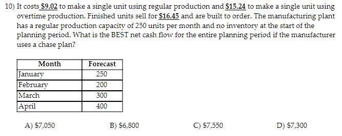 10) It costs $9.02 to make a single unit using