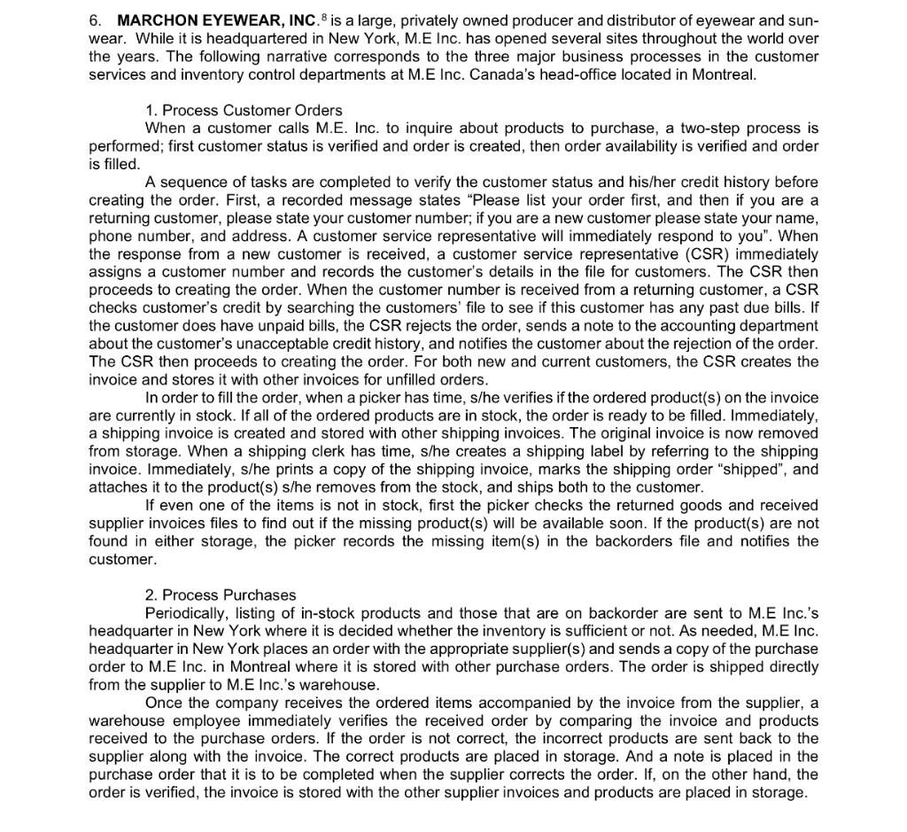 Draw a DFD using the case below: 6. MARCHON