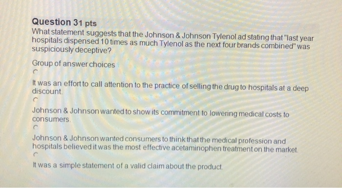 Question 11 pts Identify the statement that